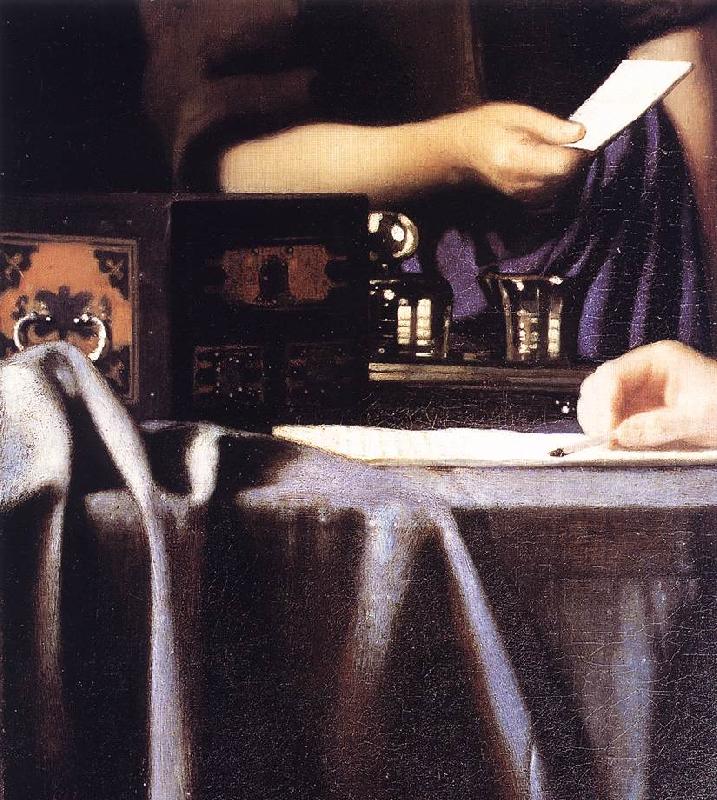 VERMEER VAN DELFT, Jan Lady with Her Maidservant Holding a Letter (detail) r